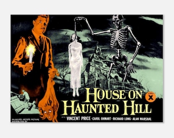 House on Haunted Hill Poster – 1959 Horror Movie Art – Vincent Price Print – Classic Film Decor