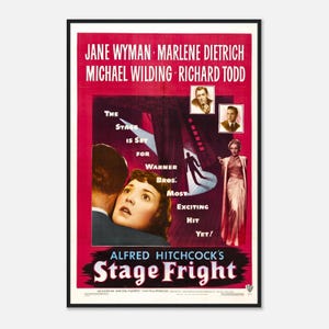 Stage Fright Poster | 1950 Alfred Hitchcock Thriller Print | Vintage Classic Movie Wall Art | Digital Download
