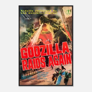Godzilla Raids Again Movie Poster – Vintage Japanese Kaiju Wall Art | Digital Download