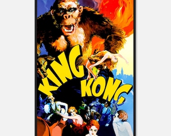キングコング 1933 ヴィンテージ映画ポスタープリント – クラシックモンスター映画ウォールアート 3 | デジタルダウンロード