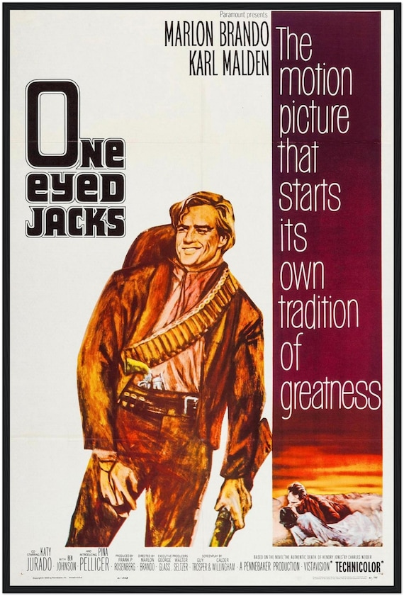 One-eyed Jacks Poster | 1961 Marlon Brando Western Print | Vintage