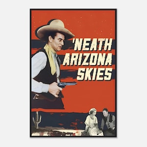 Neath the Arizona Skies Movie Poster – John Wayne Western Art Print | Vintage Cowboy Decor | Digital Download