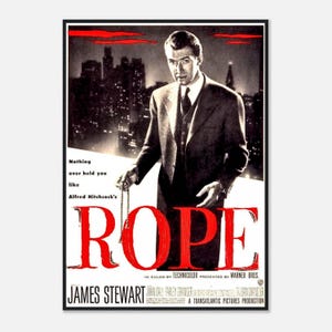 Rope Movie Poster – Alfred Hitchcock Classic – Vintage 1948 Film Wall Art Print