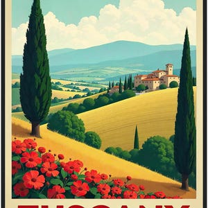Vintage Toskana Reise Poster - Vintage Italien Wand Kunst | Digitaler Download