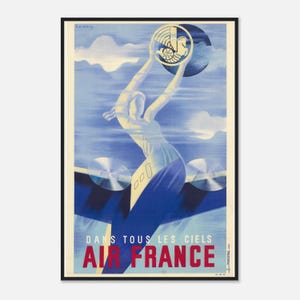 In All the Skies 1935– Vintage Air France Travel Poster Wall Art | Digital Download