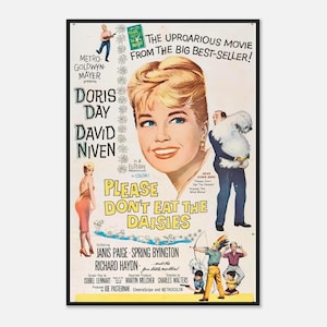 Please Don’t Eat the Daisies Poster | 1960 Vintage Comedy Movie Print | Doris Day & David Niven Wall Art