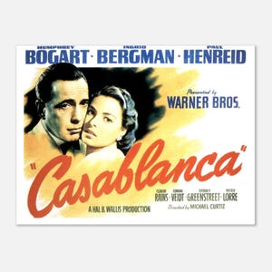 Casablanca Movie Poster – Vintage Film Wall Art – Classic 1942 Hollywood Print – Humphrey Bogart & Ingrid Bergman