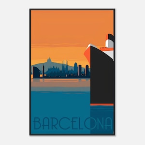 Vintage Barcelona Travel Poster – Classic Spain Wall Art Print | Digital Download