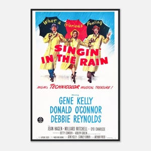 Singin’ in the Rain Poster | 1952 Musical Movie Print | Vintage Gene Kelly & Debbie Reynolds Wall Art | Digital Download