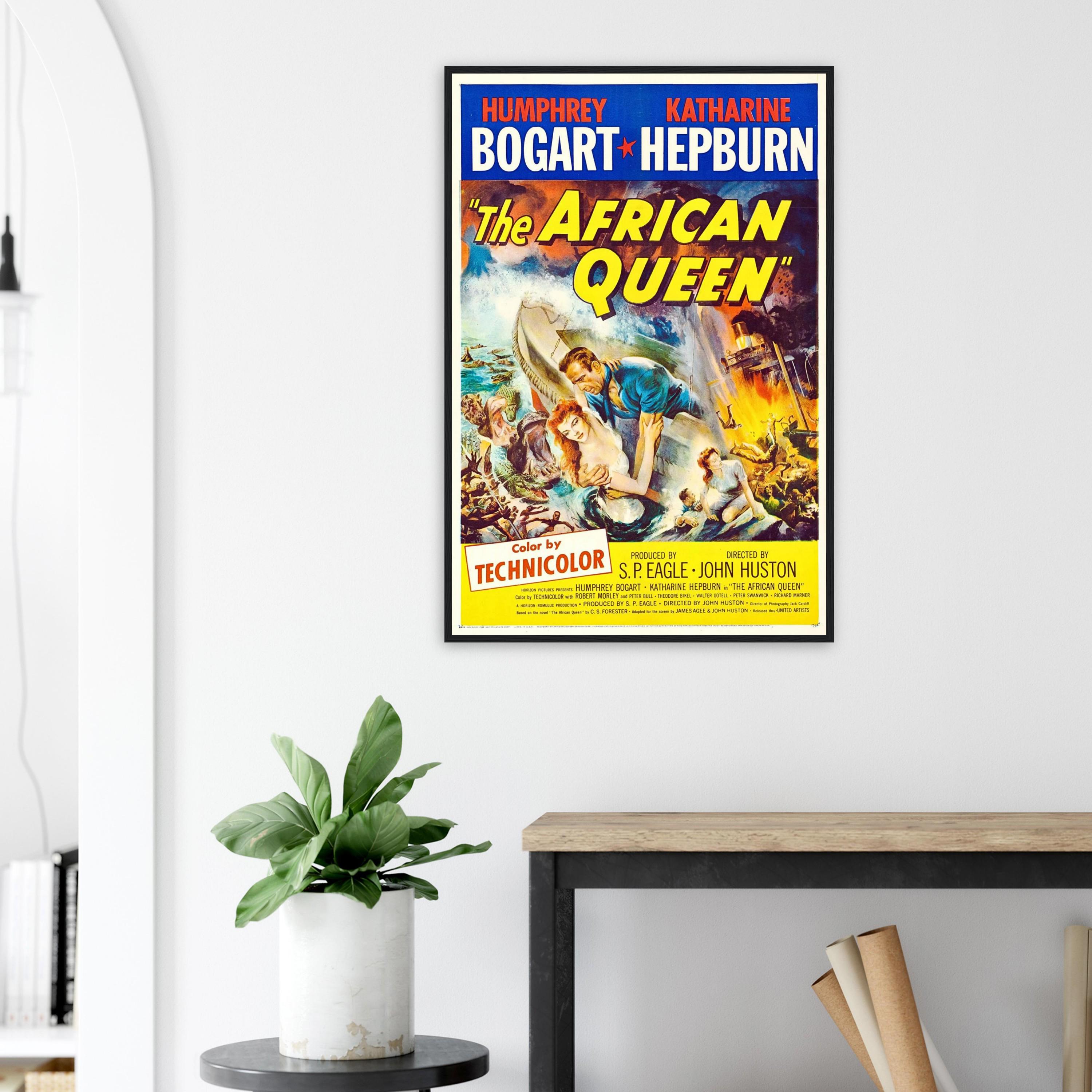 The African Queen Poster | 1951 Bogart & Hepburn Print | Vintage