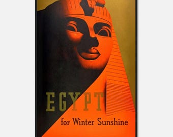 Póster de viaje a Egipto / Arte mural vintage del norte de África / Impresión retro de aventuras en el desierto