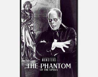 Phantom of the Opera 1925 Poster | Lon Chaney Vintage Horror Print | Classic Silent Film Wall Art 2 | Digital Download