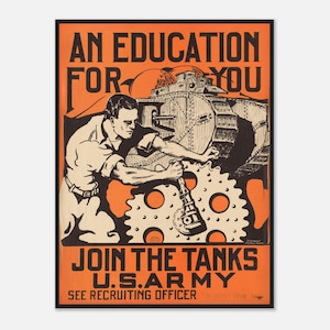 Join the Tanks Poster – Vintage U.S. Army Tank Corps WWI Recruitment Art ca. 1918 | Digital Download