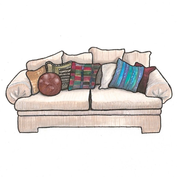 The Fresh Prince S Couch Watercolor Print 5x7 Tv Etsy