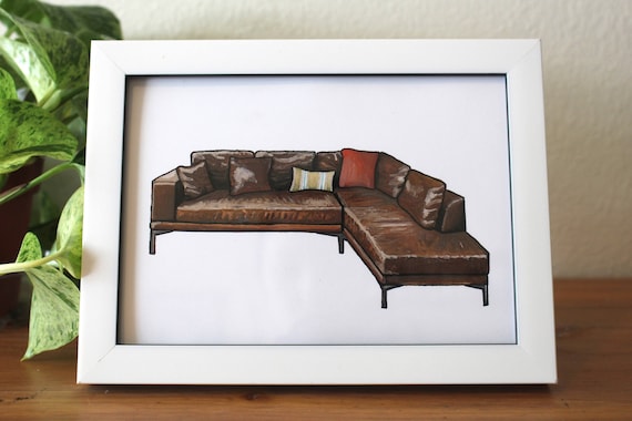 New Girl Couch - Watercolor Print - 5x7 - TV Couches - Etsy