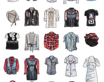 Clothes for Large Colonial Dolls - 8x10 - Watercolor Print