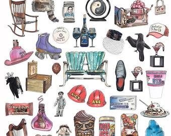 11x14 Objects from Parks and Recreation - Watercolor Print