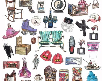 8x10 Objects from Parks and Recreation - Watercolor Print