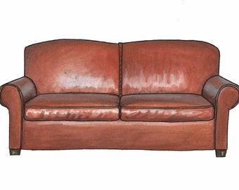 Adrian Monk's Couch - Monk - Watercolor Print - 5x7 - TV Couches
