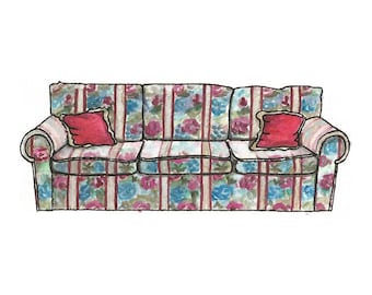 Boy Meets World Couch - Watercolor Print - 5x7 - TV Couches