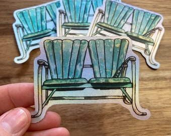 Green Pit Bench - holographic sticker - 3"x2" - Parks and Recreation