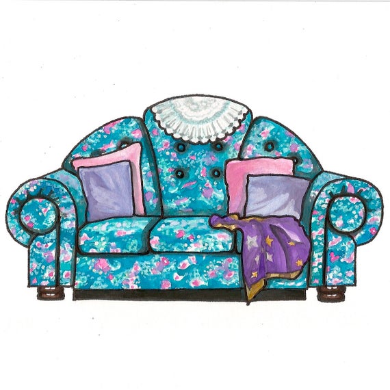 The Big Comfy Couch Couch Watercolor Print 5x7 Tv Etsy
