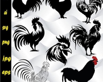 Rooster SVG Design, PNG DXF, Great for T-Shirts, Hats, Stickers, Decals, Party Decorations, Scrapbooks and more,