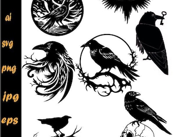 Raven SVG Cut Out / Raven Head Cricut Design / Bird T Shirt Design