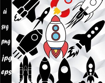 Rocket Svg, Space Ship Engrave Svg, Space Ship Cutting File, Space Image Svg, Space Svg Cut File