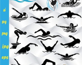 Swimming #2 svg, Swimmer svg, Swim svg, Sports svg, Clipart, Cut Files for Silhouette, Files for Cricut, Vector, dxf, png, Design
