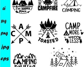 Camping SVG Bundle, Camping Crew SVG, Camp Life SVG, Campfire Svg, Funny Camping Gnomes Svg, Happy Camper Svg