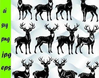 Deer Svg, Deer Png, Deer Antlers Svg, Deer Hunting Svg, Deer Head SVG, Buck Rack Svg, Reindeer Svg Png Cut File Clip Art Cricut & Silhouette