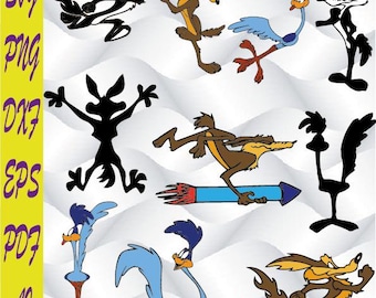 Coyote Wild Svg, paquete de coyotes clipart, Coyote Wild Svg, Coyote Splat, Coyote Wile E, archivos de corte para Cricut Silhouette, Dxf, Png, Cartoon Svg