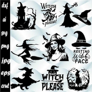 WITCH SVG, Witch Bundle Svg, Halloween Svg, Halloween Witch Svg, Witch Clipart, Witch Cut Files For Cricut, Witch Silhouette