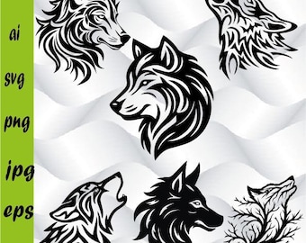 Wolves Svg , Howling Wolf svg , wolves svg silhouette , Wolf Art , Wolf Head , Tribal Wolf Art , wolf png svg