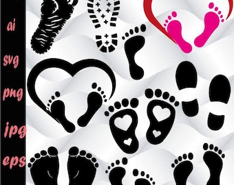 Footprint SVG, Foot Print Svg, Footprint Clipart, Shoe Print Svg, Shoe Step Cricut, Footsteps Svg