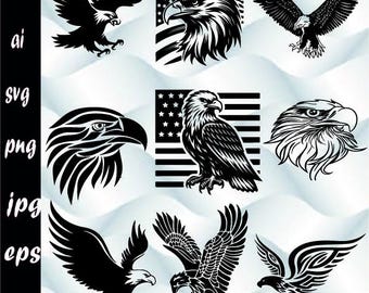 Eagle Svg, Eagle Head Clipart, Eagle Face Svg, Eagle Svg Cut Files Cricut, Cutting Files, svg png ai dxf pdf