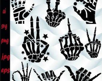 Skeleton Hands SVG Skull Skeleton Hand Halloween svg Rack Hand Svg Middle Finger svg Cricut Cut Files Instant Download