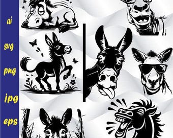 Donkey SVG Dxf, ASS SVG, Donkey Peeking vector, farm Cut Files, Silhouette dxf file, cricut project Animals png, Clipart, shirt vinyl design