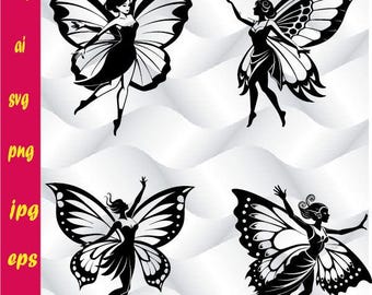 Fairy SVG, Fairy PNG Bundle, Fairy Clipart, Fairy SVG Cut Files for Cricut, Fairy Silhouette, Fairy cartoon svg, Magical Svg, Bundle svg