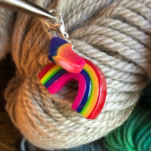 FULL Rainbow with rainbow heart attached. Charm/ knitting progress marker image 2