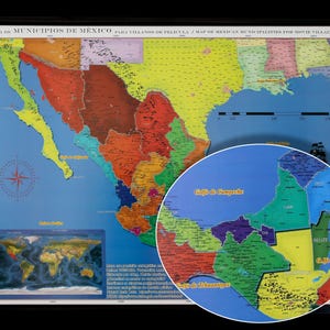 Carte du Mexique pour les méchants du cinéma, décoration murale, grande taille, carte pédagogique. Carte décorative. L'art de la géographie.