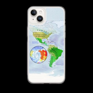 iPhone 14 Plus ® Case with American Continent Map (Spanish) | Flexible Transparent Cover