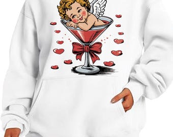 Retro Cupid Coquette bow Png Retro Valentine Shirt Design Valentine's Day Png valentine's day bow png Galentine png Valentines Martini Png
