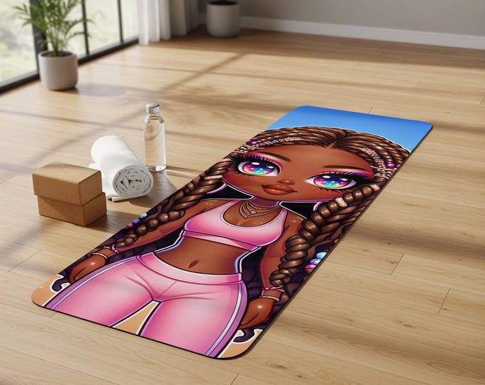 Featured listing image: Black art Yoga Mat, Fitness Gift