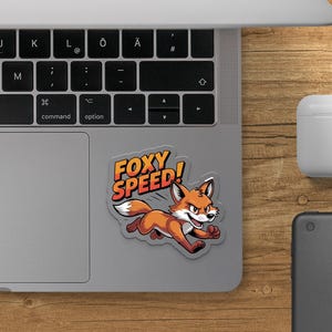 Foxy Speed Sticker, Cartoon Fox, Running Fox Decal, Laptop Stickers, Animal Stickers, Cute Fox Stickers, Water Bottle Sticker