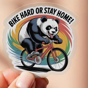 Pegatina de panda en bicicleta: divertida calcomanía de animal para portátil y botella de agua