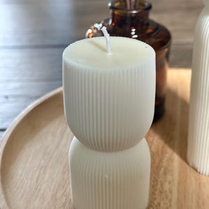 short ribbed pillar candle