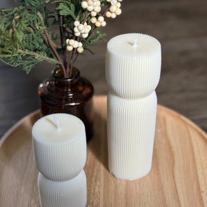 pillar candle, soy wax candle, ribbed candle, ribbed pillar candle