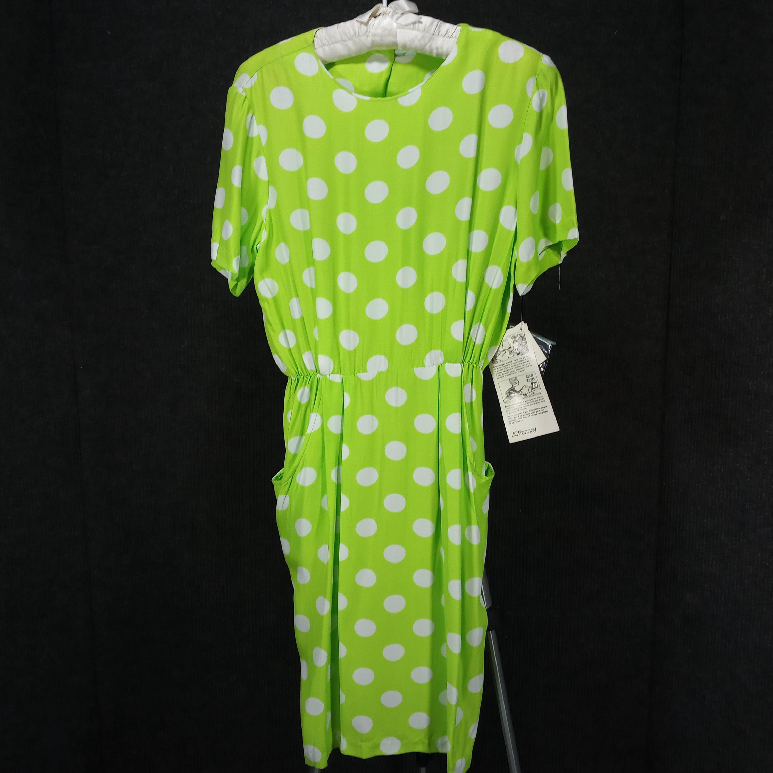 Green and White Polka Dot Dress - Etsy